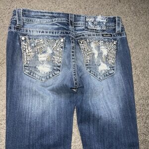 Miss Me Signature Boot Jeans Womens 30x30 Distressed Bling  Embroidered Preppy